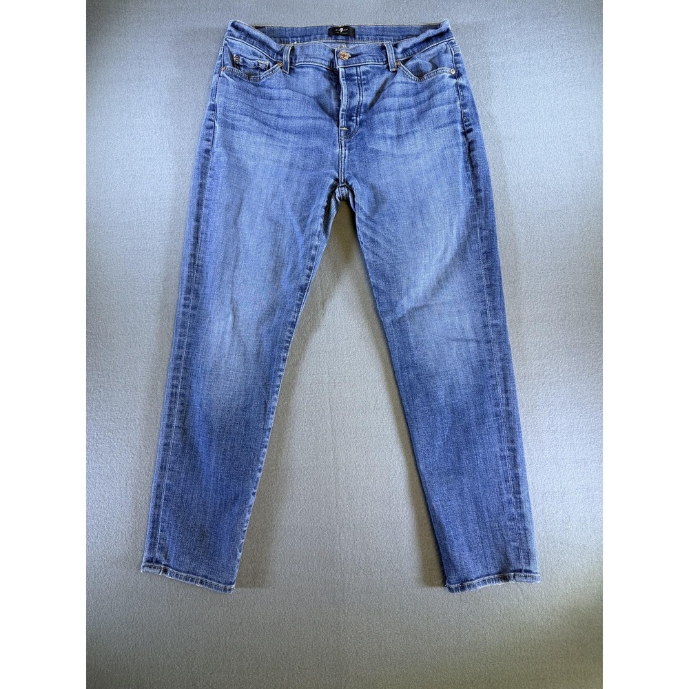 7 For All Mankind Josefina Jeans Womens 29 Medium Blue Boyfriend Stretch Denim